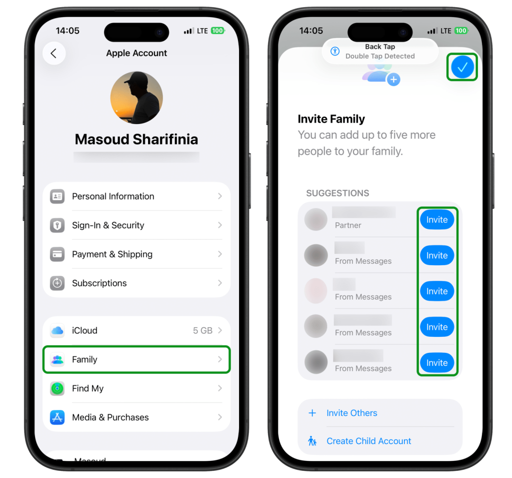 نحوه ساخت گروه و فعالسازی فمیلی شیرینگ